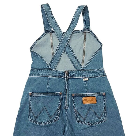 Billabong x Wrangler Sun Western Overalls Womens 26 Blue Raw Hem Stretch Denim - Picture 5 of 13